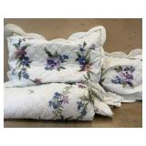 Queen size scalloped edge embroidered quilt with
