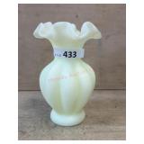 Fenton custard glass melon vase
