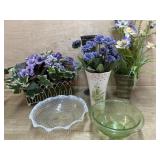 Box with vases of flowers