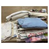 Box lot of table linens, and embroidered doilies