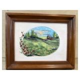 12x15 Wood frame with Farm scene oil on canvas