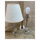 2- Glass dresser lamps  one with shade