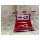 Flat of old Coke glasses and Hooks soda glases