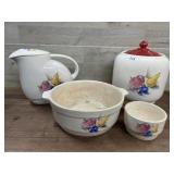 Knowles Cookie jar , pitcher and 2 bowls