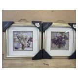 2- Tan 15x15 frames with floral prints