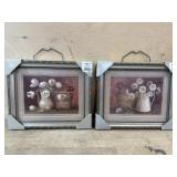 2- New 9x12 framed floral prints