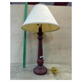 Maroon table lamp with shade