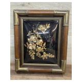 11x13 Wood frame with dome glass and metal floral