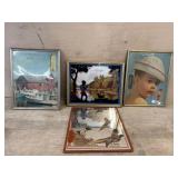 3 Vintage advertising  prints with thermometers