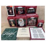 Flat of Hallmark and Longaberger ornaments