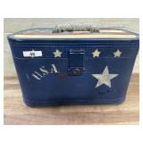 Vintage make up case painted americana