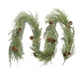 9ï¿½ Pre-Lit Cypress Garland with Pinecones