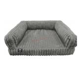 Gray Plush Pet Sofa Bed With Bolstered Sides