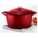 Red Cast Iron Dutch Oven with SS Knob