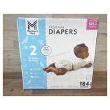 Premium Diapers, Size 2, 184 Count