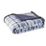 Blue and White Plaid Throw Blanket