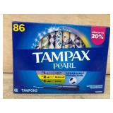 Tampax Pearl Tampons, Unscented, 86 Count