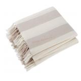 Cotton Stripe Throw With Tassels, 60ï¿½ï¿½ x 70ï¿½ï¿½