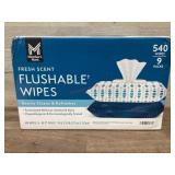 Flushable Wipes, Fresh Scent, 9 Packs, 540 Ct