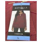 Ladies rafaella v neck top large