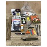 Weapon wipes. Gun grease. Sharpening kit.