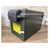 Green ammo can.  8 x 8 x 13.