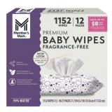 Premium Baby Wipes, Fragrance-Free, 12 Packs