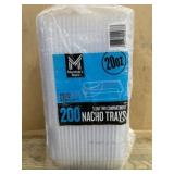 200 Clear Two-Compartment Nacho Trays