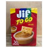 Jif To Go Creamy Peanut Butter, 36 Cups