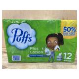 Puffs Plus Lotion Facial Tissues, 12 Boxes