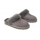 Gray Faux Fur Lined Slippers