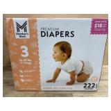 Size 3 Premium Diapers, 222 Count
