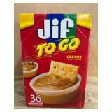 Jif To Go Creamy Peanut Butter, 36 Cups