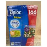 Ziploc Storage Slider Variety Pack, 166 Bags