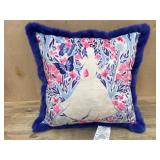 Decorative Pillow With Blue Fur Trim