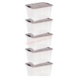 5 Clear Storage Bins with Latching Lids