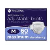 Adult Adjustable Briefs, Medium, 60 Count