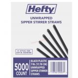 Black Plastic Unwrapped Sipper Stirrer Straws, 500