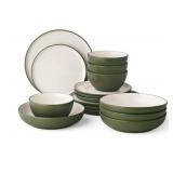 16-Piece Green Textured Dinnerware Set