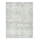 Green and White Patterned Accent Rug