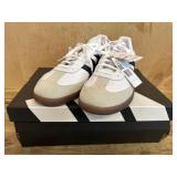 White and Black Samba-Style Athletic Shoes