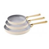 3-Piece Ceramic Fry Pan Set, Assorted Colors