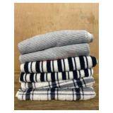 6 Blue and White Hand Towels