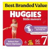 Huggies Little Movers Diapers, Size 7, 96 Ct