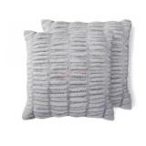 2 Gray Faux Fur Decorative Pillows