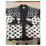 Peanuts-Themed Heart Pattern Cardigan