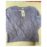 Purple Pointelle Knit Sweater, Medium