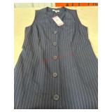 Navy Pinstripe Sleeveless Vest, Size Small