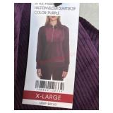 Halston Velour Quarter-Zip Pullover, Purple, XL