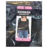 Black Square Neck Top, Size S